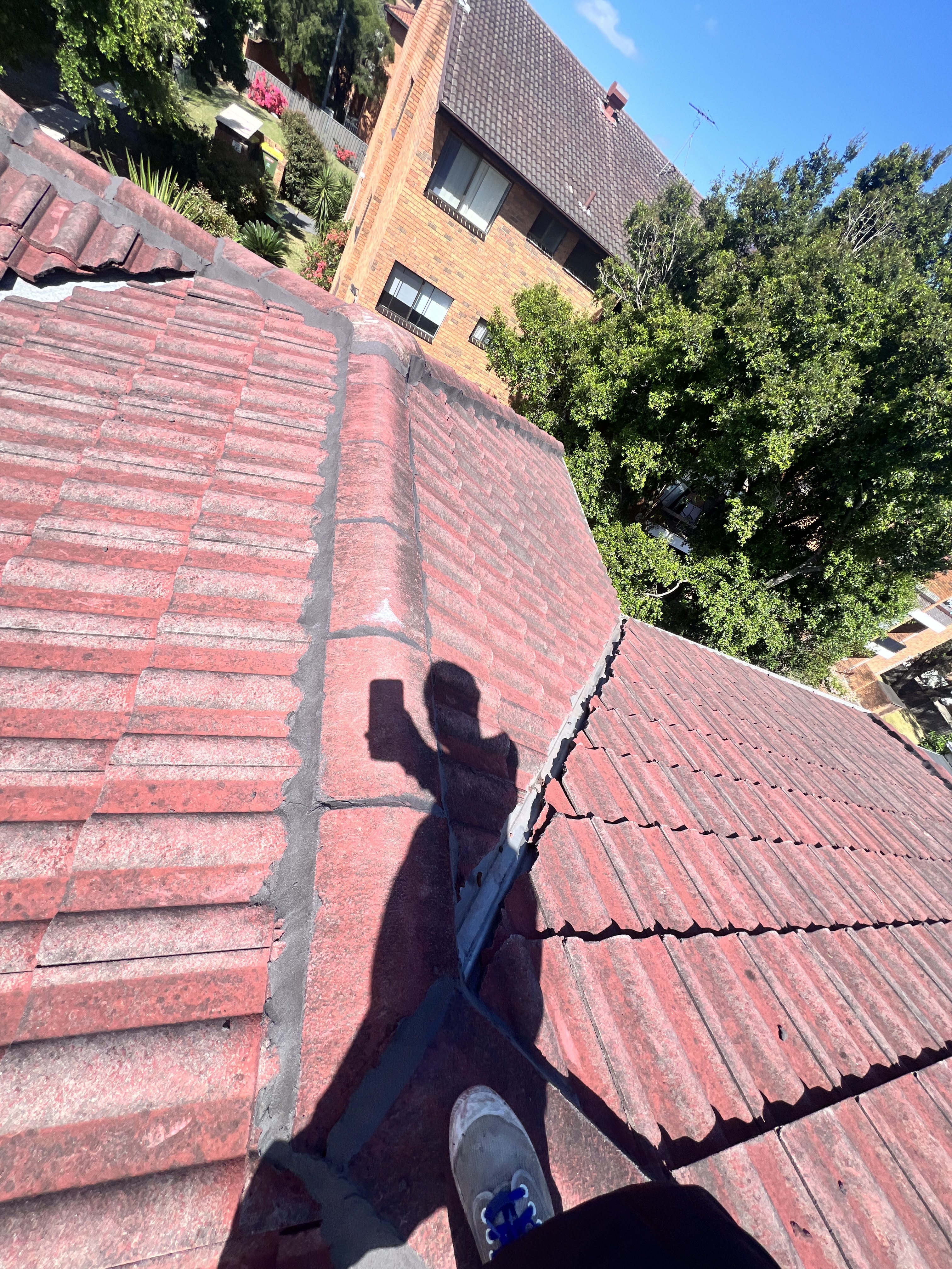 Roof repointing work in progress